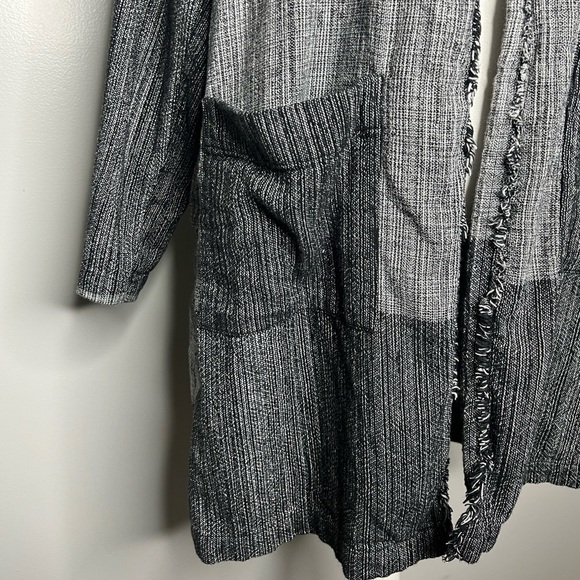 Eileen Fisher Organic Cotton Striped Long Cardigan Jacket - Picture 6 of 8